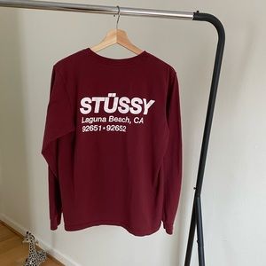 Stüssy Maroon Long Sleeve T-Shirt